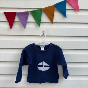 Navy blue knit boat sweater